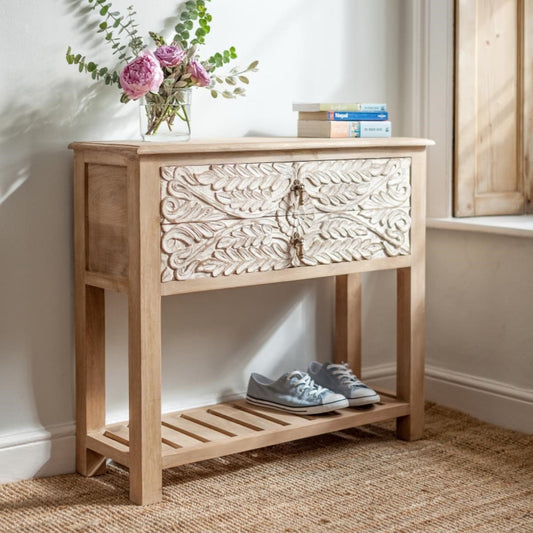 Console Table Wooden CARVED — Dahlia Collection