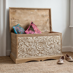 Trunk sandook blanket box carved wooden