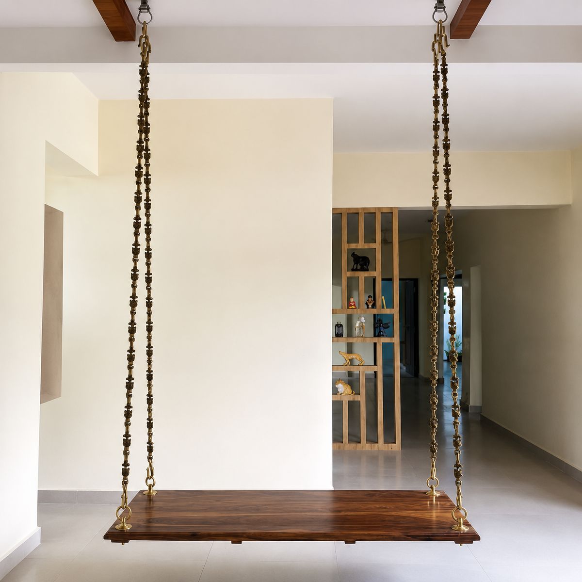 Meera — Wooden swing ( brass chains )