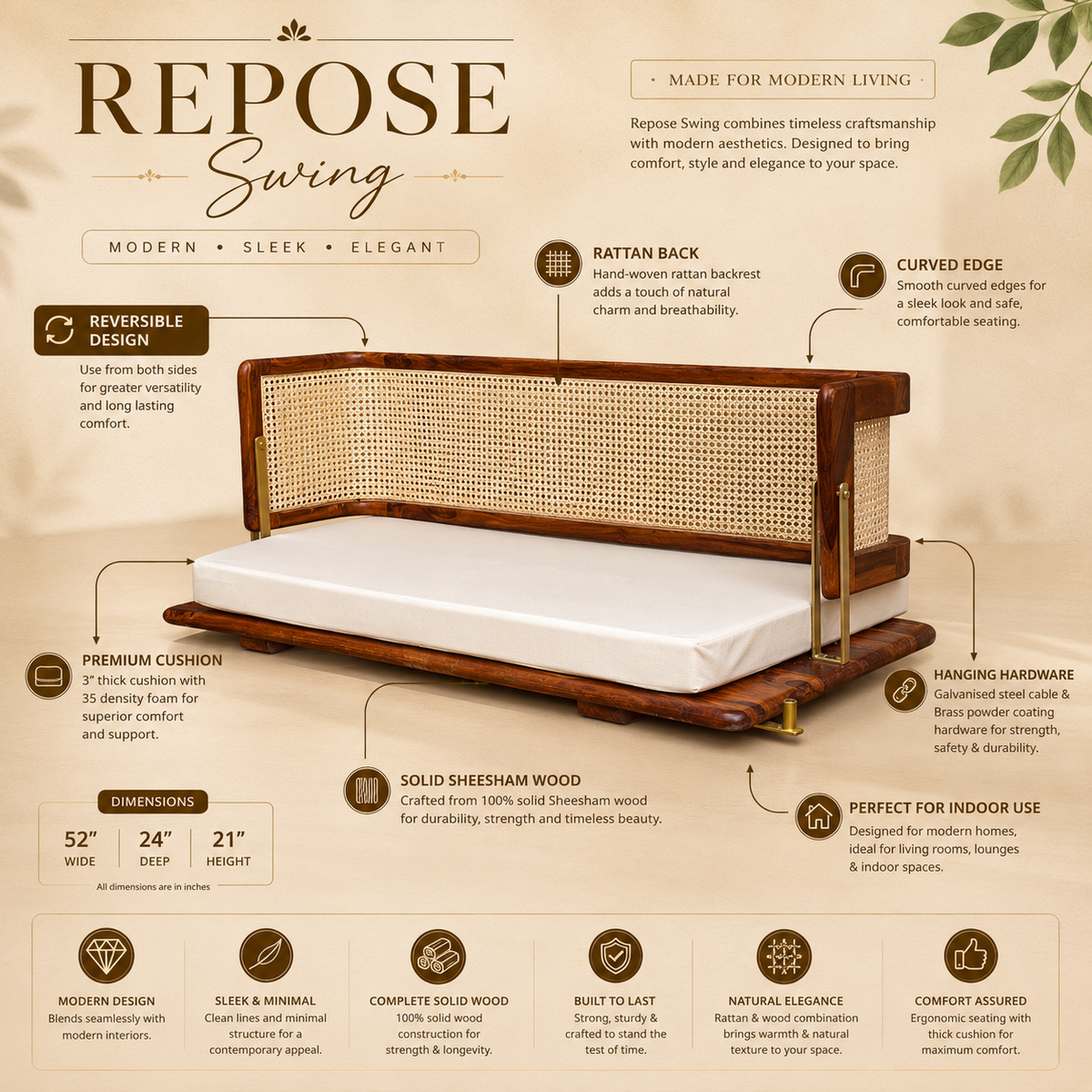 Repose - Reversible swing ( Rattan )