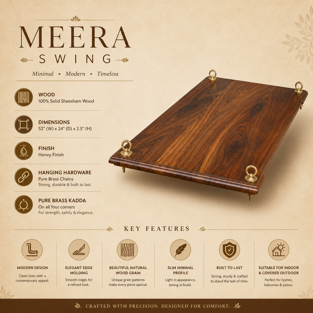 Meera — Wooden swing ( brass chains )