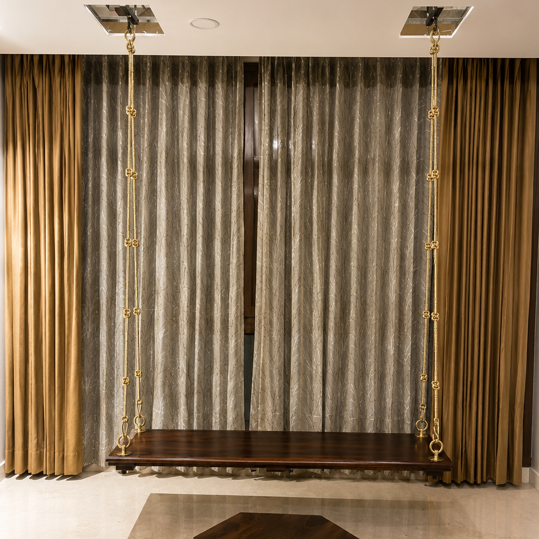 Meera — Wooden swing ( brass chains )