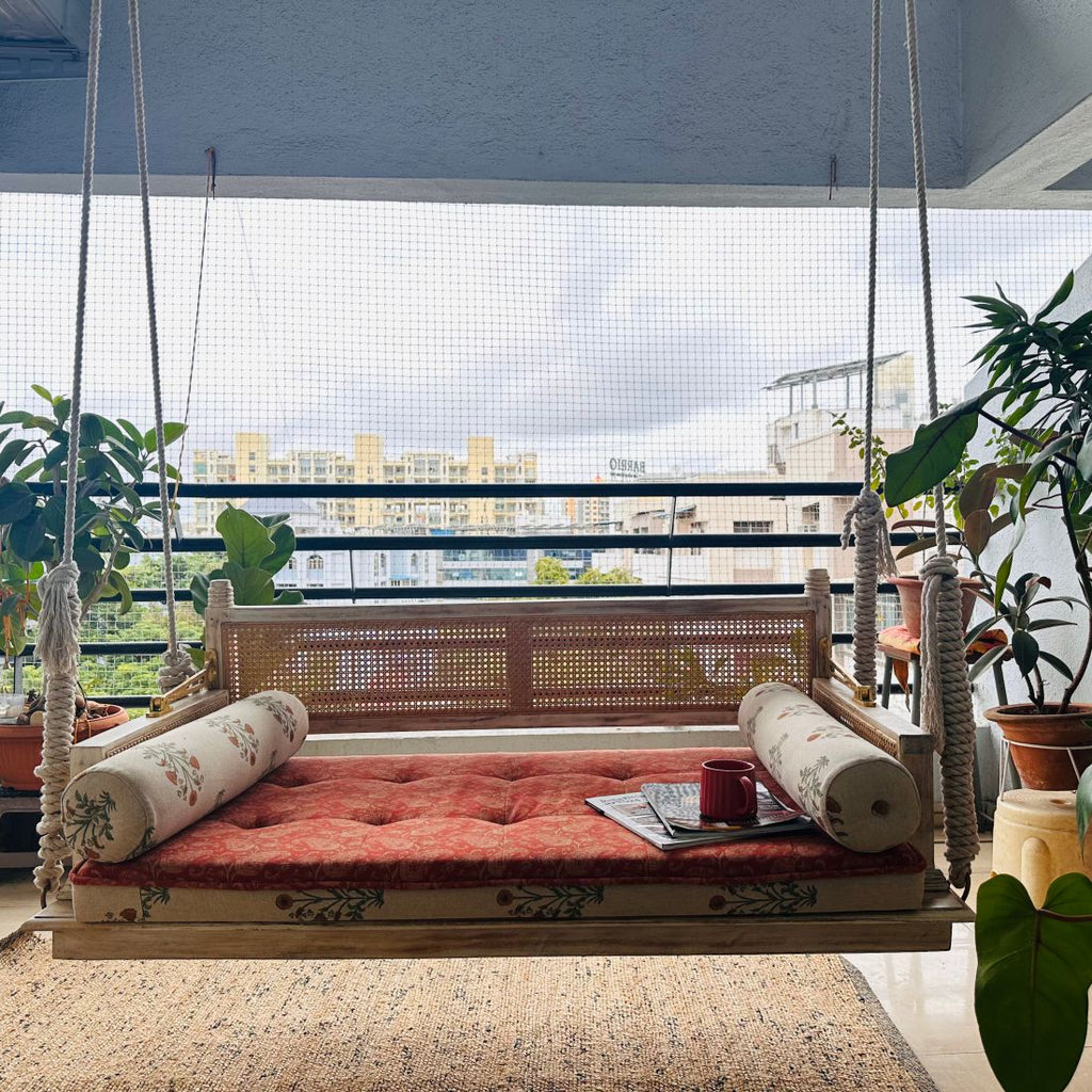 swing for home reversible rattan wooden
