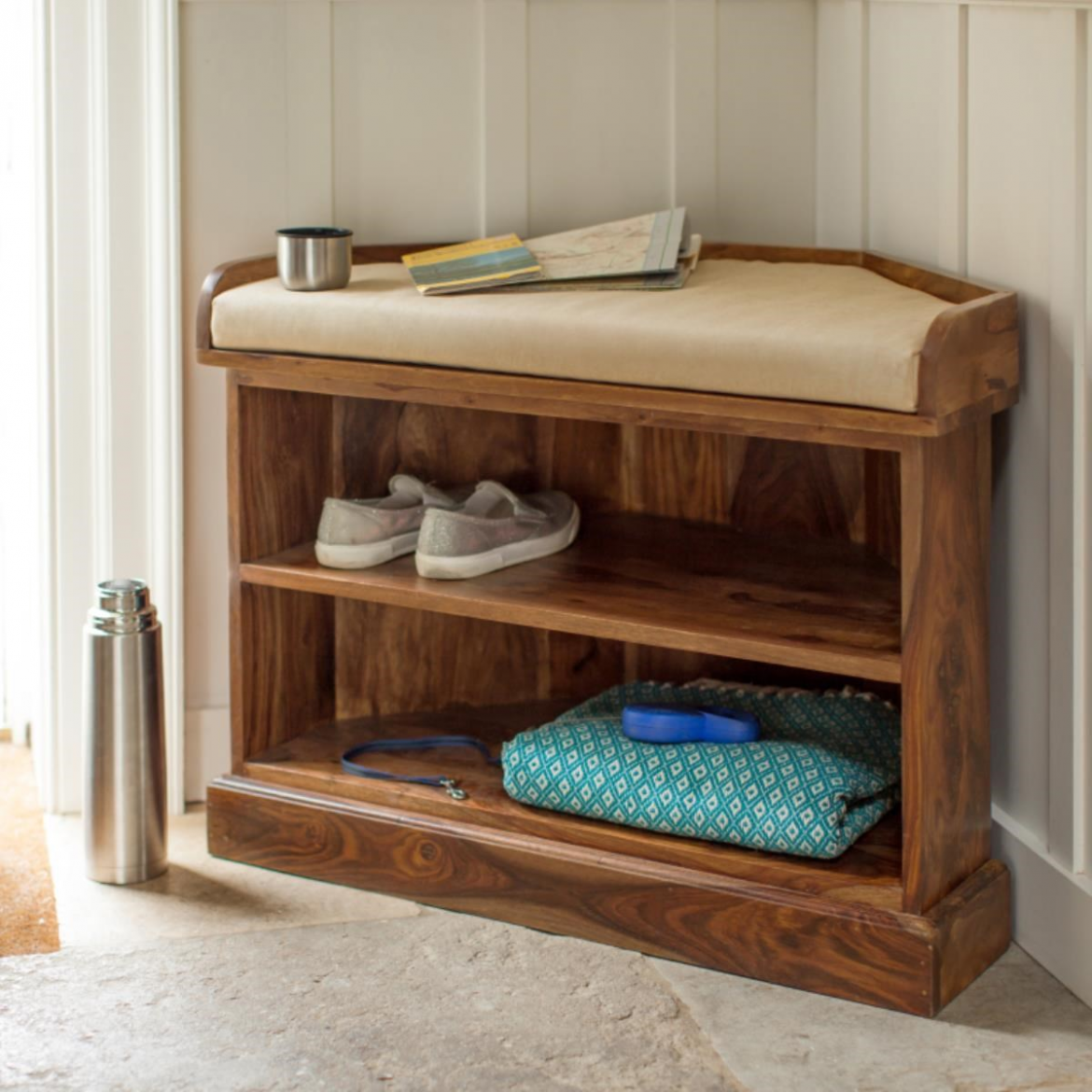 Shoe Rack Wooden — Carnations (Corner)