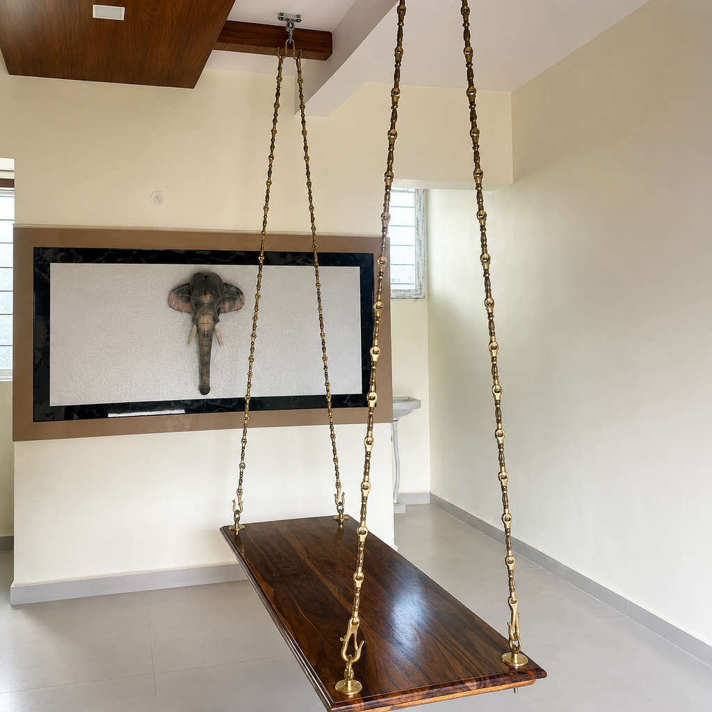 Meera — Wooden swing ( brass chains )