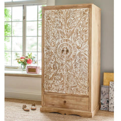 Wardrobe ( Wooden )  — Dahlia Carved