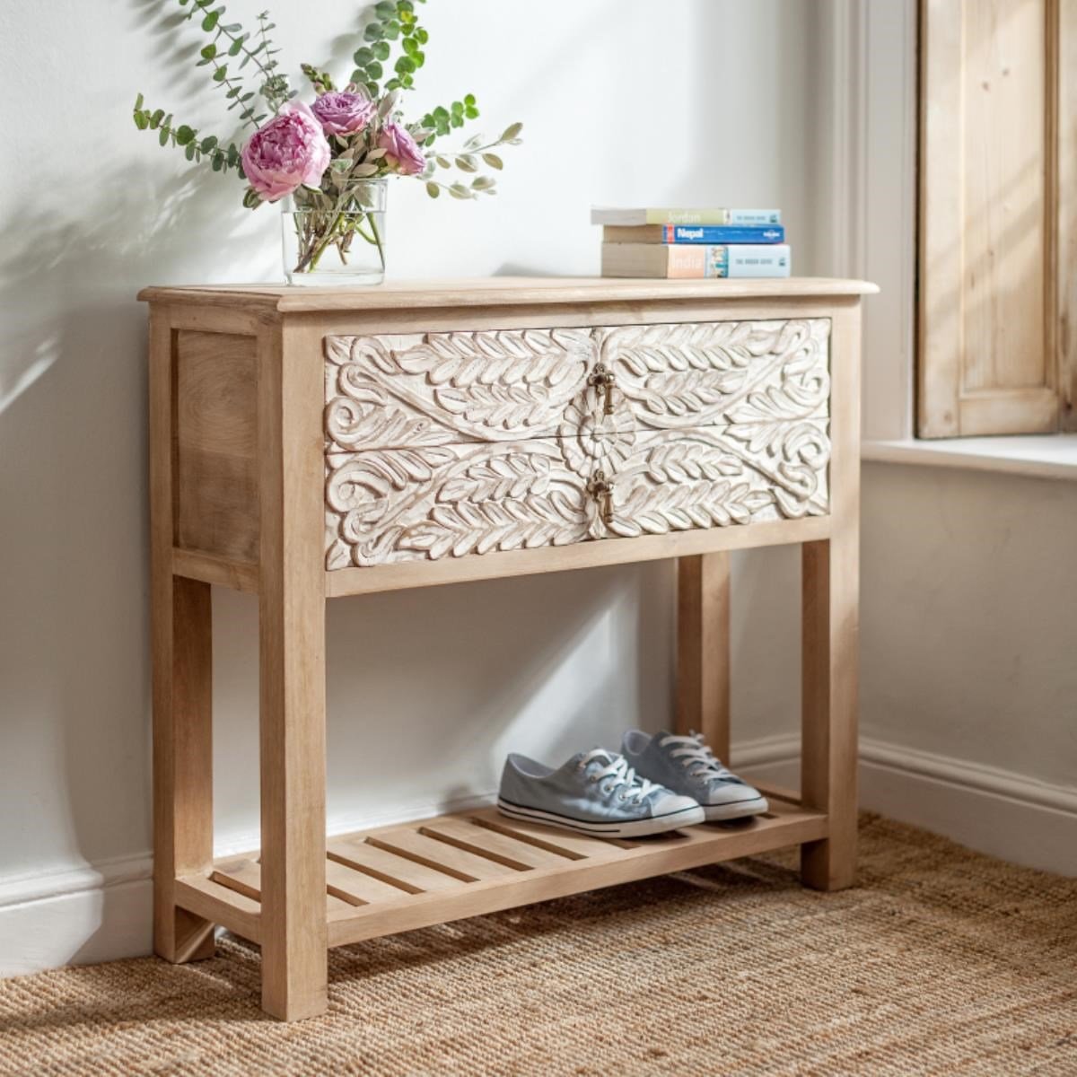 Console Table Wooden CARVED — Dahlia Collection Main image