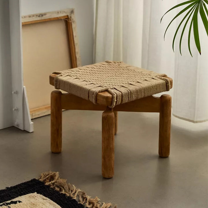 wooden-stool-Aura-rope-weaved-evolvekart Main image