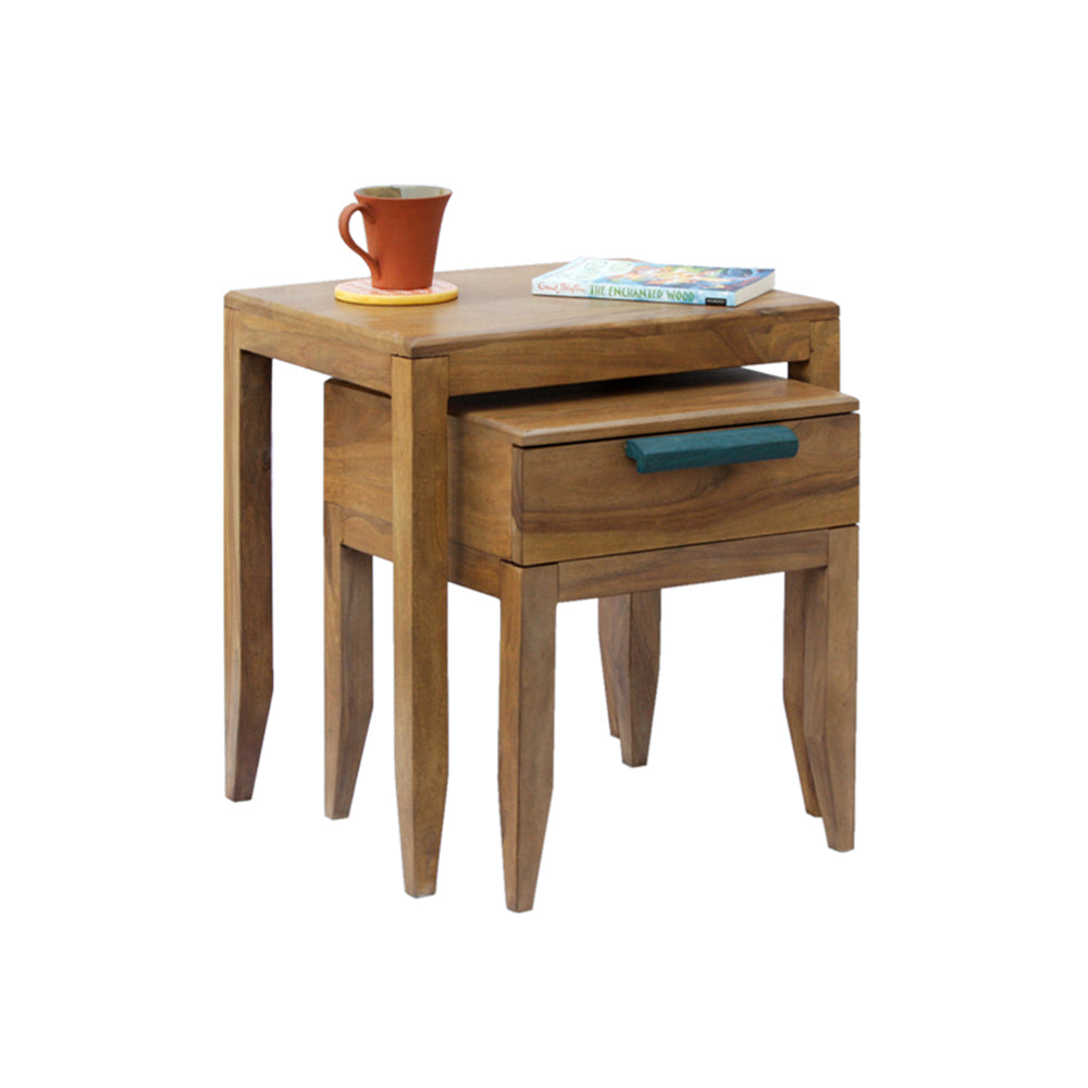 wooden nested stools tables